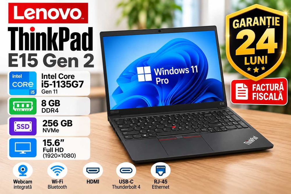 Laptop Lenovo ThinkPad E15 Gen 2 i5-1135G7 8GB RAM SSD 256GB Win 11 Pro