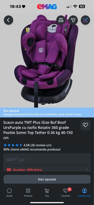 Scaun auto TWT Plus iSize Buf Boof 40-150 cm