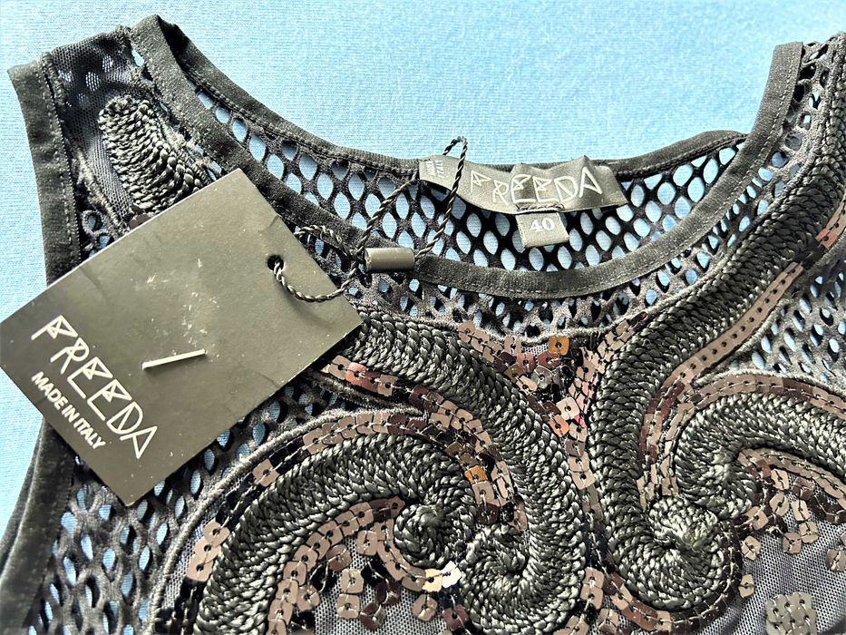 Body de plasa negru cu aplicatii de paiete negre Freeda