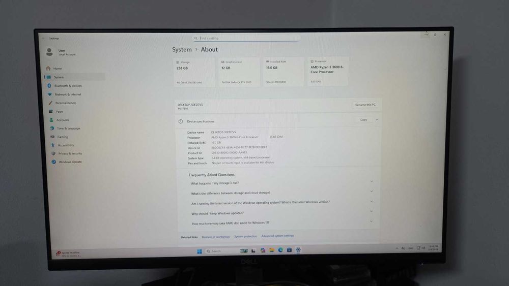 Демо гейминг компютър-Ryzen5 3600, 16G RAM, 256G NVMe SSD, RTX3060 12G