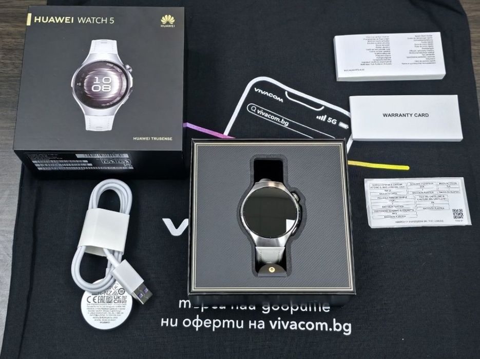 КАТО НОВ 42mm Huawei watch 5 LTE Гаранция Vivacom 2028 White | Бял