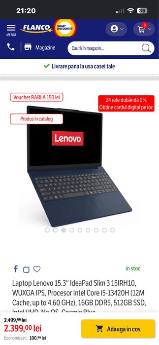 Laptop lenovo IdealPad slim 3 i5 Gen13 16GB 512SSD