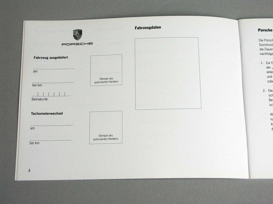 Carte service Porsche