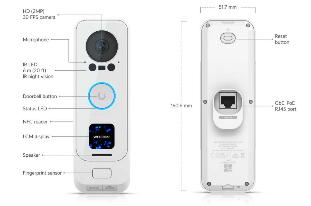 Unifi G4 Doorbell PoE - Sonerie / Access Poarta / Usa