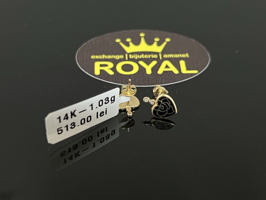 Bijuteria Royal CB : Cercei inima aur 14k  1,03 grame