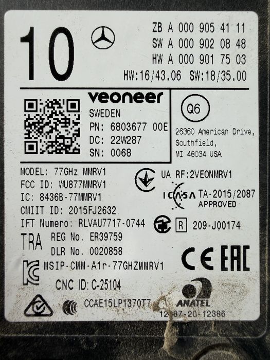 Distronic / Blind assist Mercedes A B C CLA CLS GLA GLC GLE S ML