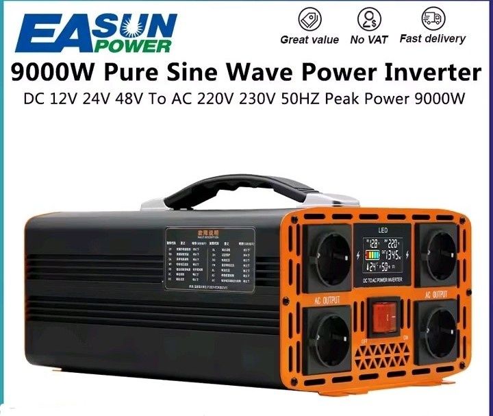 РАЗПРОДАЖБА: 9 kW РЕАЛНА МОЩНОСТ, чиста синусоида, висококачествен надежден инвертор