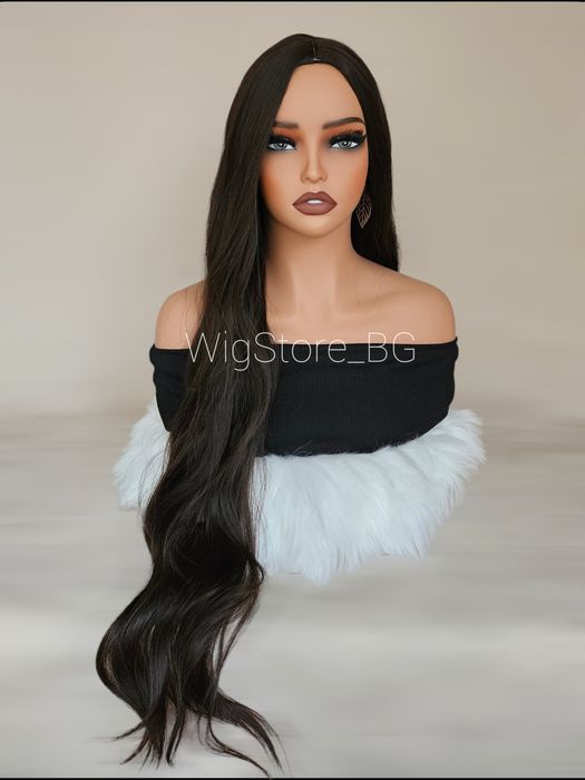 Тъмно кафява дълга перука без бретон на леки вълни