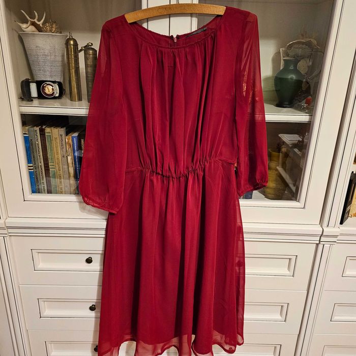 Rochie eleganta dama culoare burgund