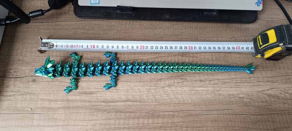 3Д Дракон 43 см, преливащ зелено-син