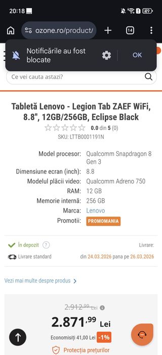 Tableta Gaming Lenovo Tab gen 3