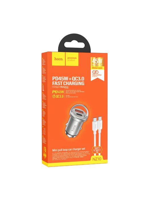 Incarcator Hoco 45W Telefon Auto Dual Usb + Usb C + Cablu