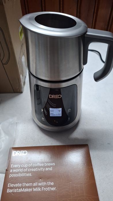 DREO BaristaMaker разпенител за мляко, всичко в 1, 800 мл, 6 вида мляко, неръждаема стомана, 600W