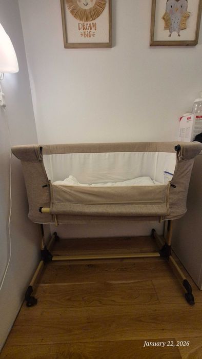 Бебешка мини кошара с падаща страна KikkaBoo - Amaris, Beige