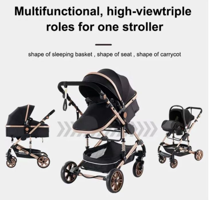 Carucior multifunctional pliabil pentru copii 3 in 1 diverse culori