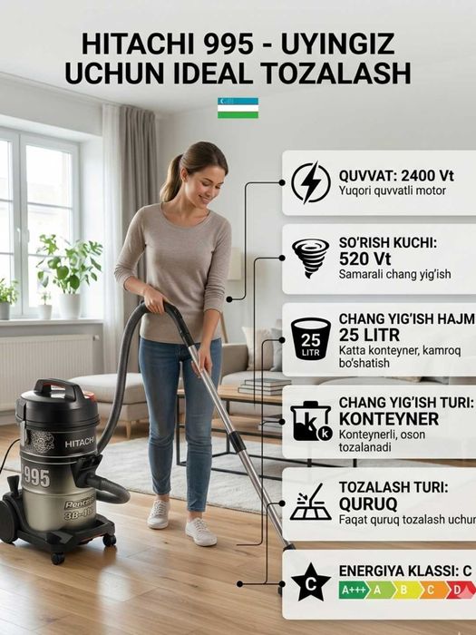 Пылесос | Hitachi CV-995HC/GB — мощный и вместительный