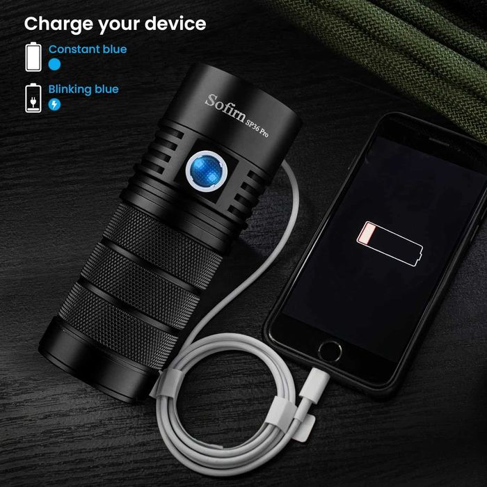 Sofirn SP36 Pro Rechargeable LED Flashlight 8000 Lumen IPX8 Waterproof