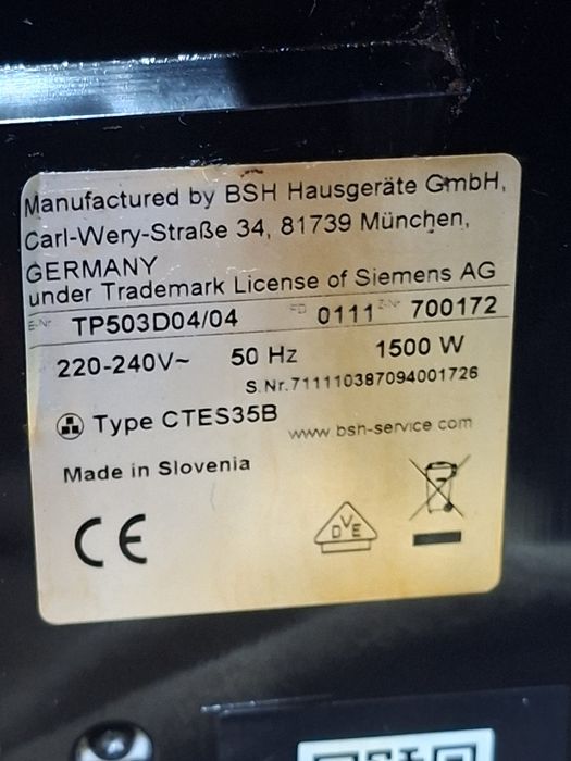 Aparat de cafea cu boabe Siemens Eq 500 Classic