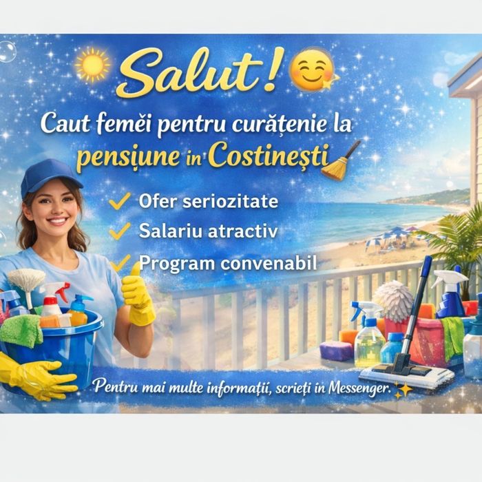 Caut fata pentru curatenie la mare