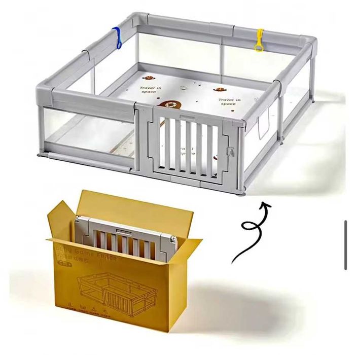 Tarc de joaca 120 x 180 x 65 cm - cadru metalic, pereti din plasa