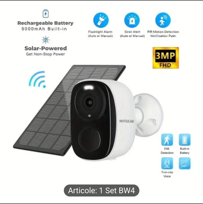 Cameră de supraveghere wifi cu panou solar 3MP
