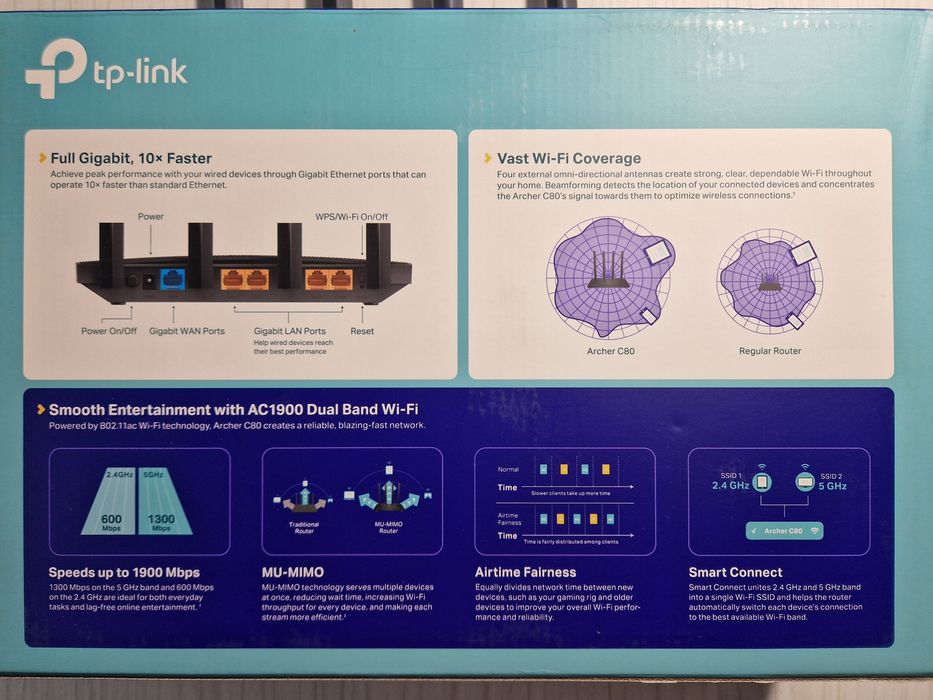 Router Wireless TP-Link Archer C80, AC1900, Dual Band, Beamforming