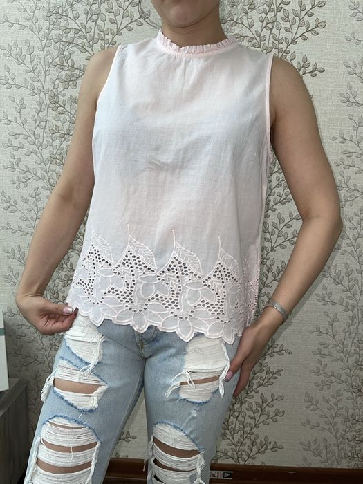 Блузка брендовая х/б нежно розовая новая