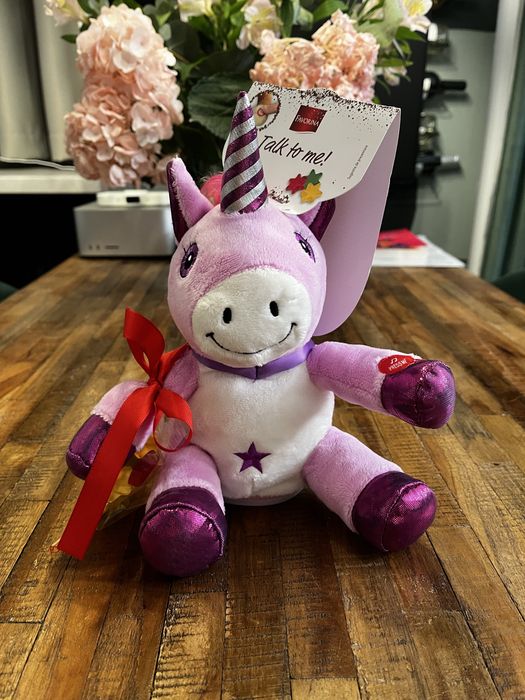 Unicorn Interactiv pufos – NOU cu etichetă (Repetă ce spui)