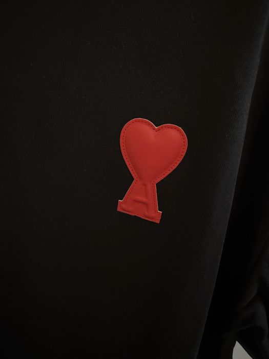 Tricou Ami, negru, logo brodat si piele, masura L, bumbac 100%, fara eticheta dar este nou nepurtat
