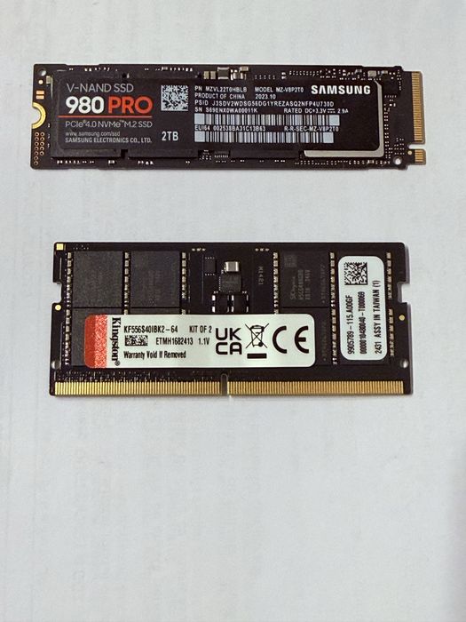Ssd samsung 980 pro 2 tb+ memorie ram laptop DDR5 32gb 5600mhz cl40 ps5 pro slim asus