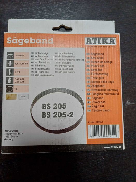 Pânză tip bandă (model Atika 1400x6,5x0,4 mm),