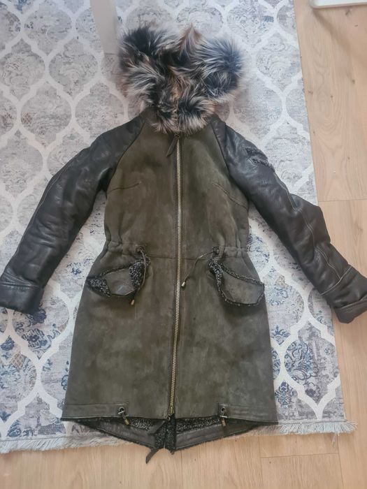 Дубленка цвета хаки