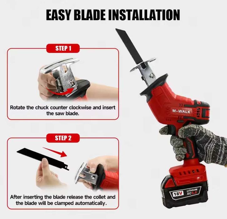 Fierăstrău electric metal, plastic, lemn pentru baterii Milwaukee