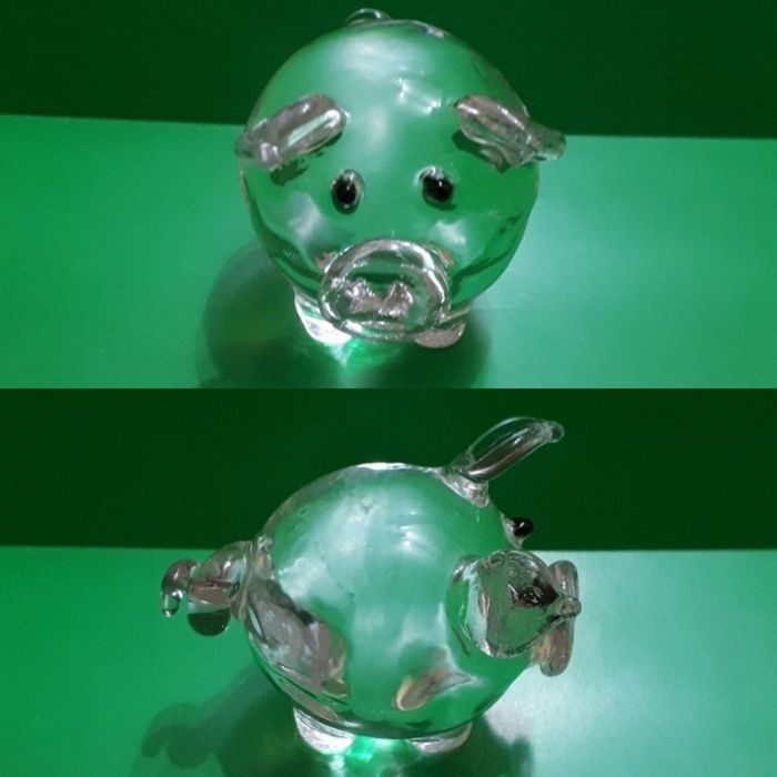 Фигурки Свинки из Стекла и Дерева