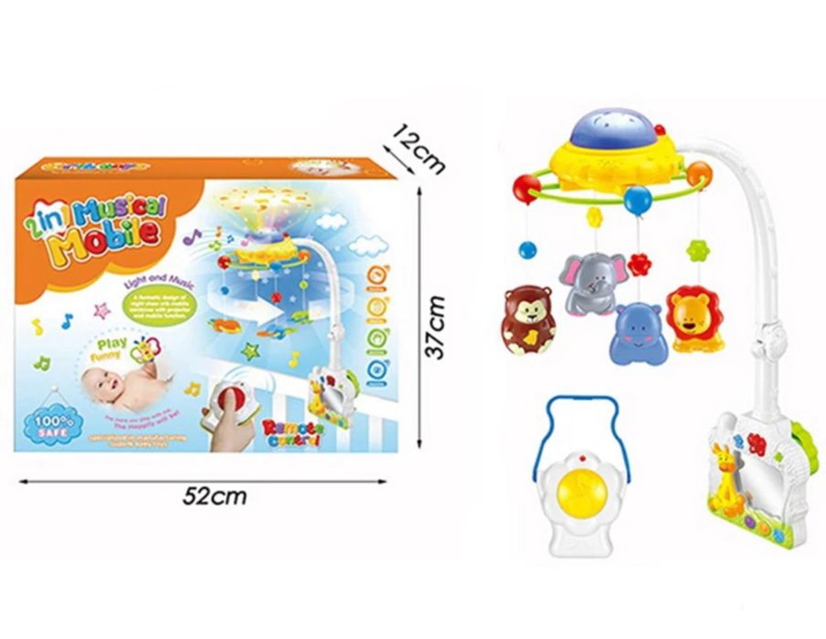 Carusel muzical cu proiector si telecomanda Wild Friends