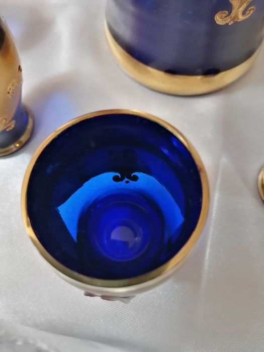 Set pahare Bohemia Crystal placat cu aur 24 K