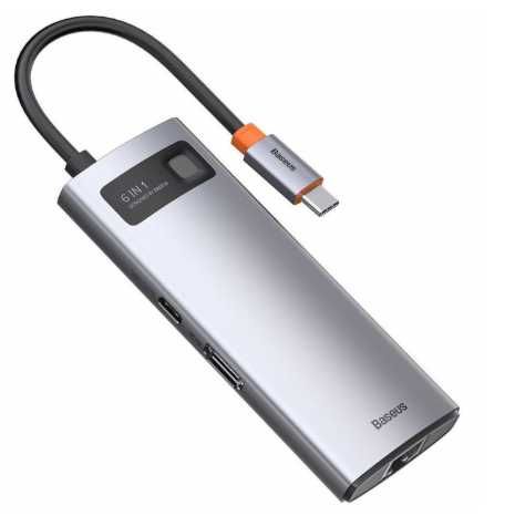 USB хъб Baseus - 6 в 1, USB-C / докинг станция