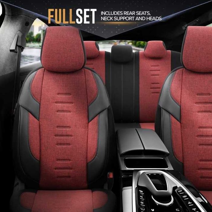 К-т Луксозна Тапицерия Automat-OTOM, Червено-Черна с черен шев, THRONE