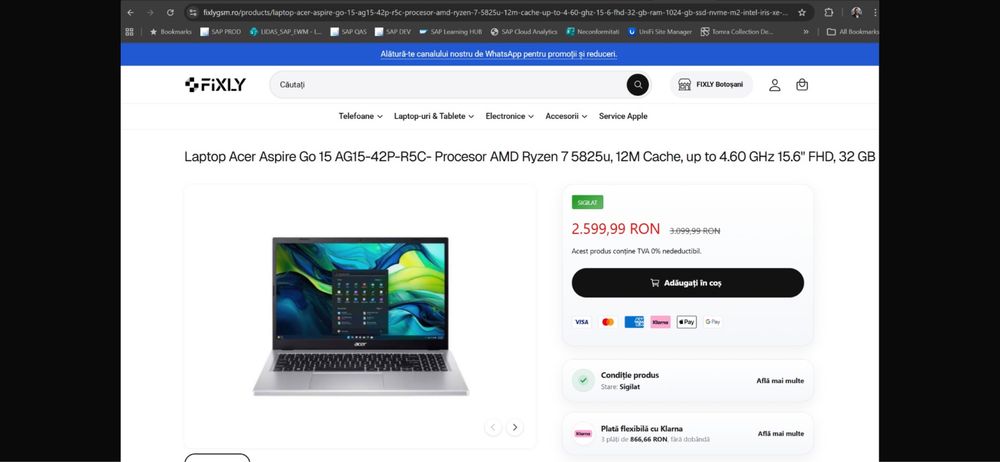 laptop acer Aspire GO 15 SIGILAT