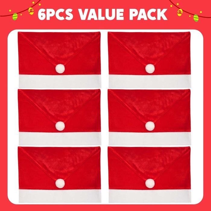 Set 6 huse scaun Moș Crăciun BROADREAM – model căciulă