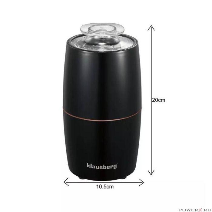 Rasnita electrica pentru cafea, 20 x 10.5 cm, 200W, neagra, Klausberg
