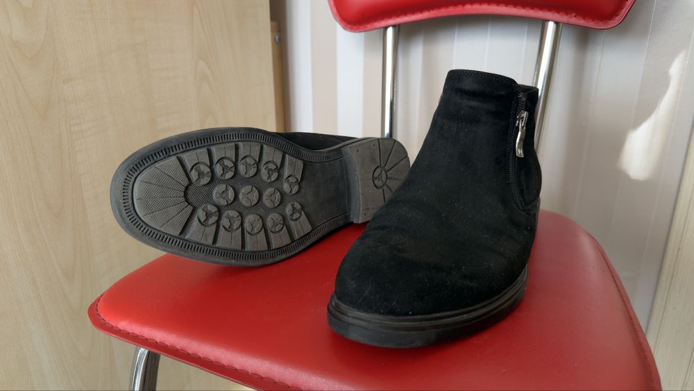 Ботинки зимние, замша, шерсть