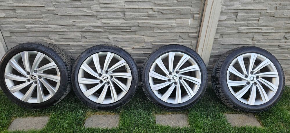 Jante originale Skoda Perseus R18 OEM + anvelope Continental M+S 225/45/18