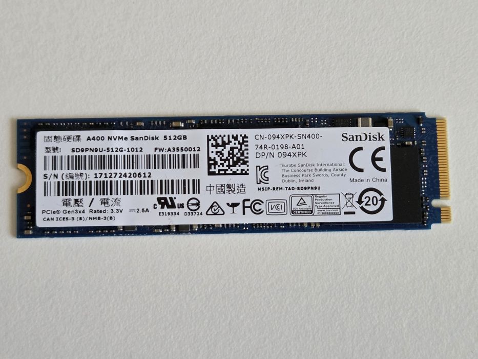 SSD NVMe Sandisk A400 512 Gb