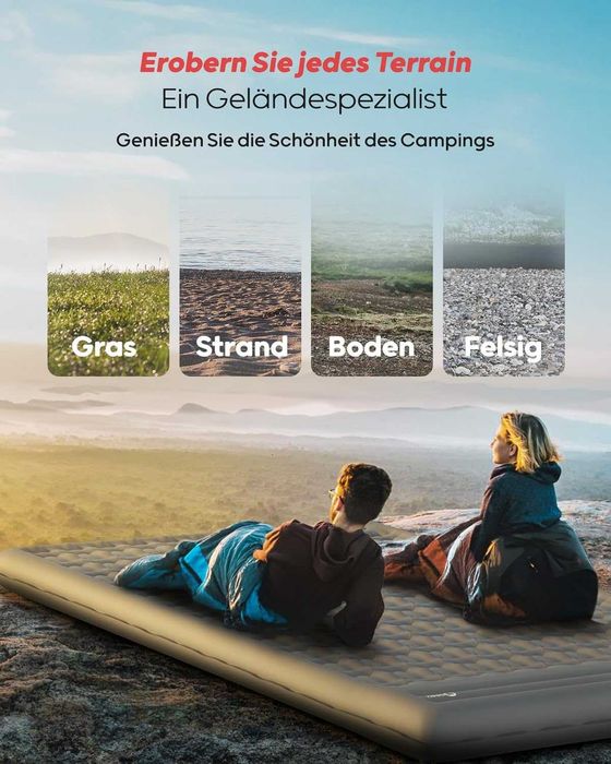 Saltea gonflabila cu perna, Qpau, cu pompa incorporata, 136x195cm