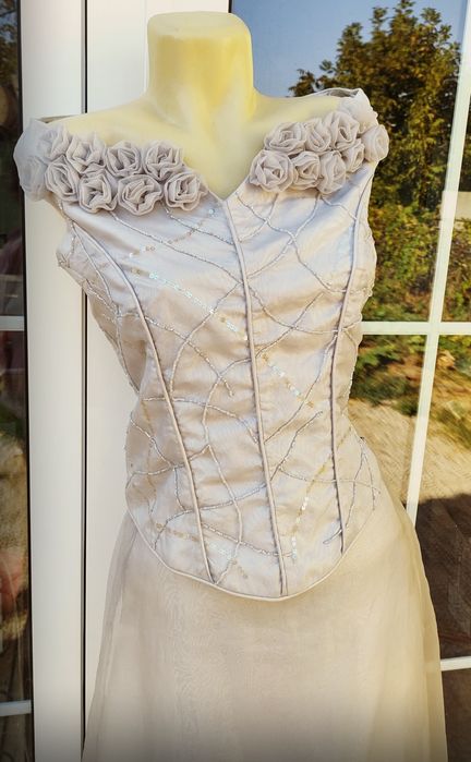 Rochie eleganta creatie unica model unicat XS S Gri Perlat