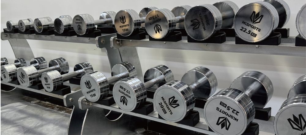 Гантели фиксированные хромированные 2.5 до 50кг