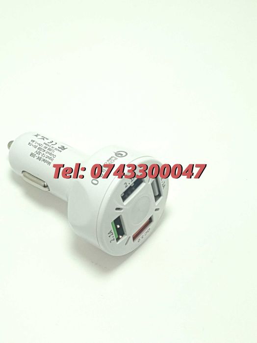 Incarcator Masina Auto 4 Porturi Bricheta Usb Qc Incarcare Rapida