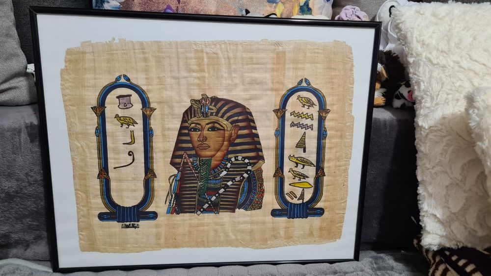 Tablou deosebit Papirus Egiptean (Tutankhamun) – Pictat manual, înrămat Premium