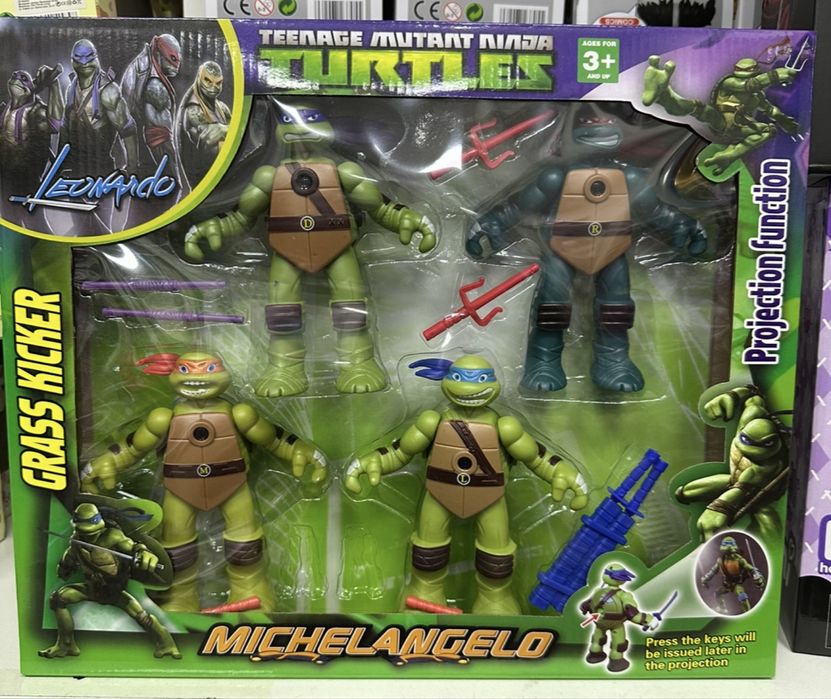 Голям комплект фигурки Костенурките Нинджа с оръжия, Ninja Turtles